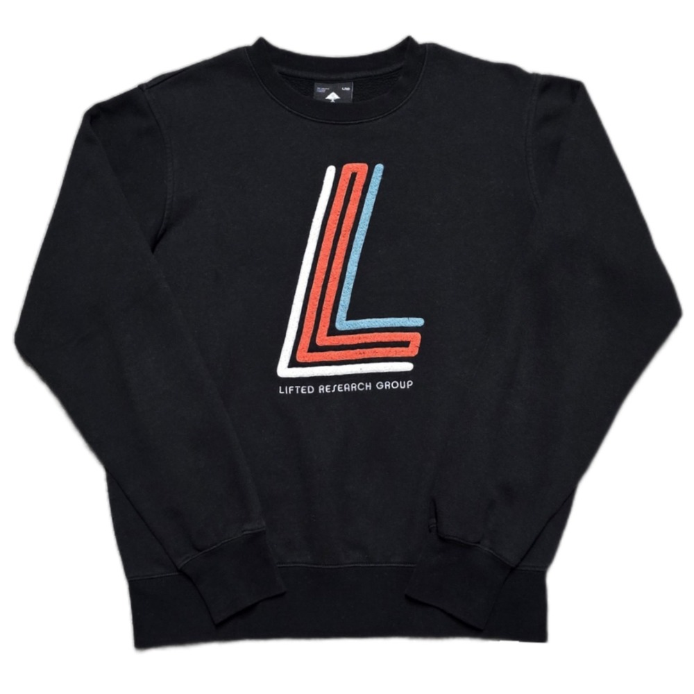 VTG Y2K LRG Lifted Research Group Sweatshirt Black Mens Small 3D‎ Logo